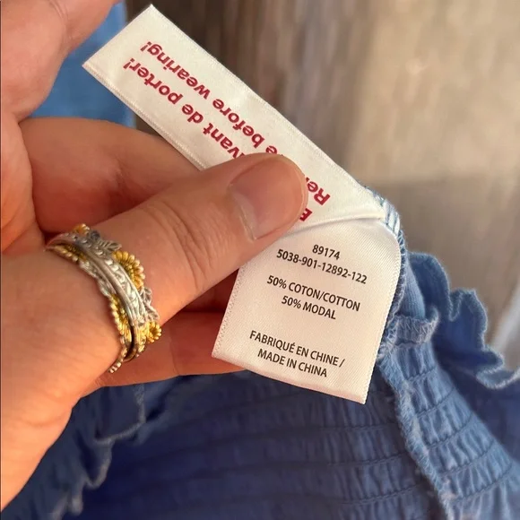 Laura 3X Blue Embroidered Women's Tank Top - Picture 6 of 7